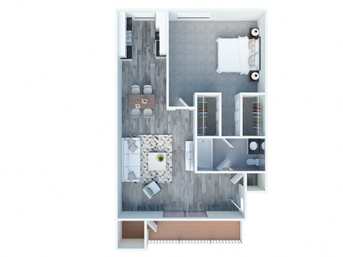 Floor plan for 1 bed, 1 bath, 660 sqft